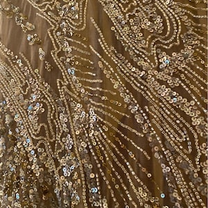 i dream, a dream of thousand beads, hand embroidery couture fabric for bridal dress, wedding or evening gown, color off-white