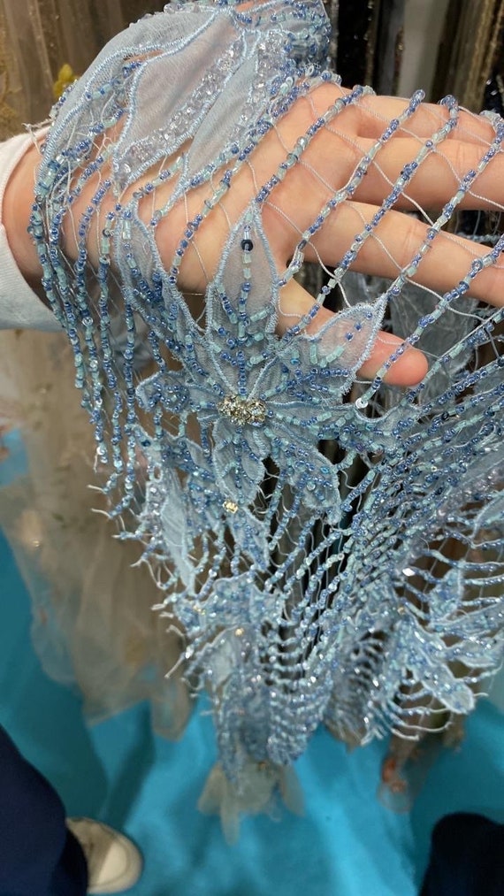 Oscar De La Renta Inspired Hand Beaded Couture Evening Gown Fabric