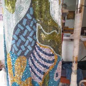 Oscar De La Renta haute couture inspired hand embroidery Dress for evening wear, cocktail party, reception dress custom made image 3