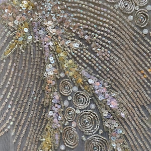 Hand embroidery haute couture fabric , delicate balance of Color’s for a couture dress. for bridal gown, Gown, mother of bride groom