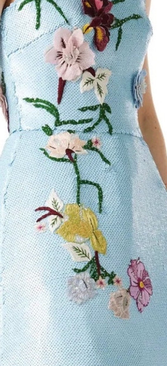 monique lhuillier blue dress Floral Embroidered Sequin Gown 12 / Sky Blue main image 0