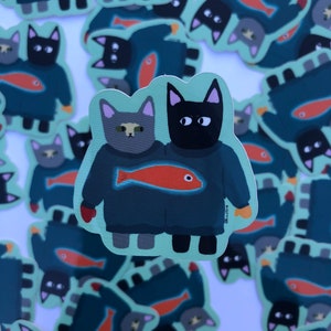 Illustration de chat et de chien météo pull Sticker