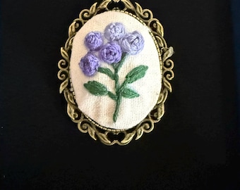 Vintage inspired embroidered brooch