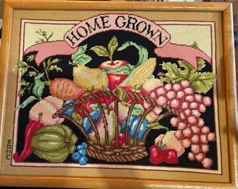 Garden vegetable cross stitch composition