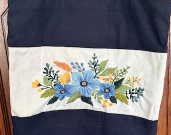 Hand embroidered tote bag