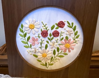 Hand embroidered floral heart