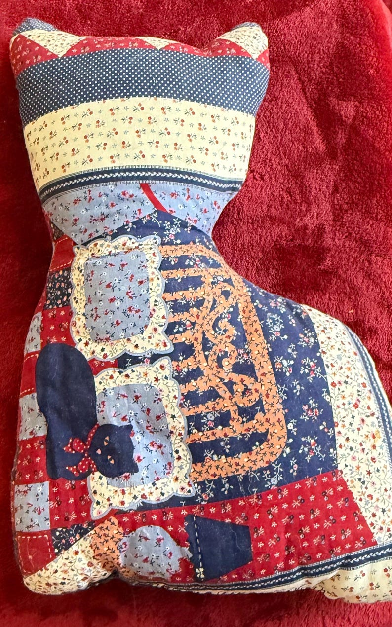 Patchwork Quilted Stuffed Cat - Etsy