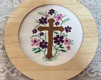 Hand embroidered Easter floral needlepoint