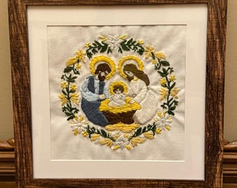 Nativity hand embroidered composition