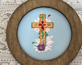 Hand made easter cross embroidery