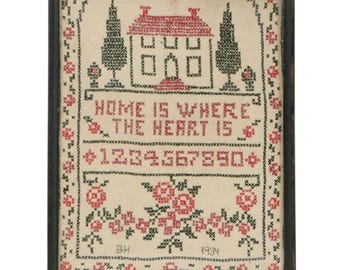 Antique Home is Where the Heart is needlepoint