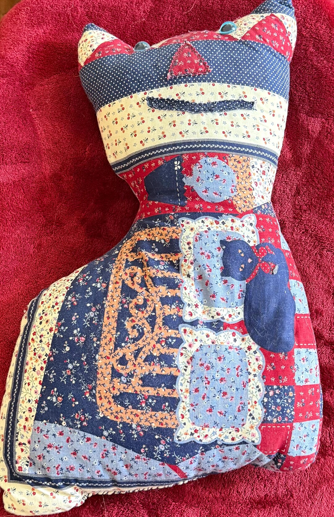 Patchwork Quilted Stuffed Cat and Book - Etsy