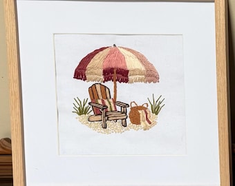 A day at the beach hand embroidered composition