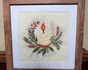 Hand embroidered candle compostion