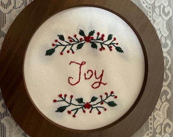 Joy hand embroidered compostion