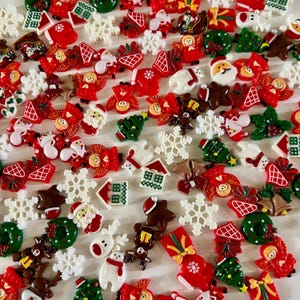 10 pcs Christmas Mixed Santa Tree Reindeer Angel Polar Bear Snowflake Present Wreath Charms Slime Cabochon Flatback Hair Bow Scrapbook