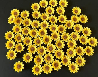 30 pcs Yellow Sunflower Daisy Flower Resin Charms Cabochon Slime Flatback Hair Bow Scrapbook