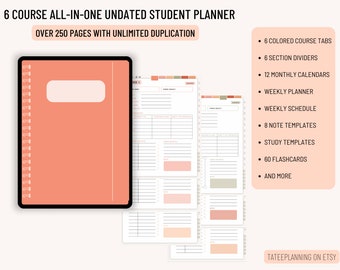 Student planner for Ipad | all-in-one academic notebook | hyperlinked | goodnotes and notability