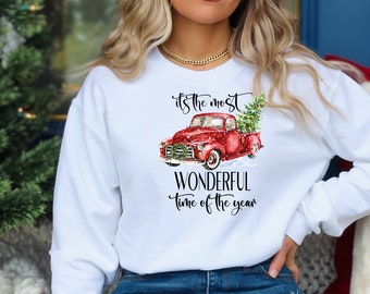 Most Wonderful Time of the Year Sweatshirt, Christmas trees, Cute Holiday pullover , small- 3xl, Christmas sweatshirt