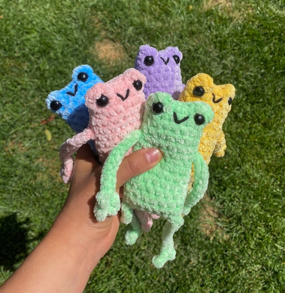 Crochet Small Leggy Frog Stress Toy Soft Handmade Plushie 