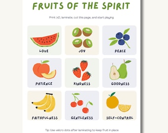 Fruits of the Spirit Activity Printable | Bible Matching Game for Kids | Christian Homeschool | Galatians 5:22–23 | Sunday School