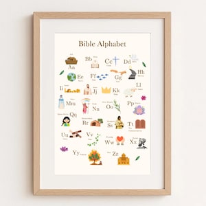 Bible Alphabet Poster | Christian ABC Wall Art for Kids | Printable Learning Poster 11x17 | Christian Classroom Decor | Nursery Bible Print image 2