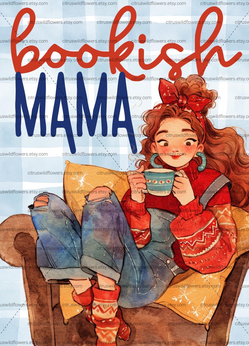 Insert para Kindle Bookish Mama | Diseño Cozy PNG | Insert para Funda Kindle Transparente 4.9x6.8 | Descarga Digital imagen 3