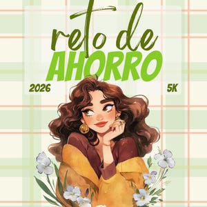 Reto de Ahorro 2026 5K A6 | Desafío Bíblico Opcional para Sobres | Infoga A6 PNG | Girly Garden | Ladda ner digitalt | Español