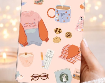 Insert para Kindle Book Lover | Diseño Cozy PNG | Insert para Funda Kindle Transparente 4.9x6.8 | Descarga Digital