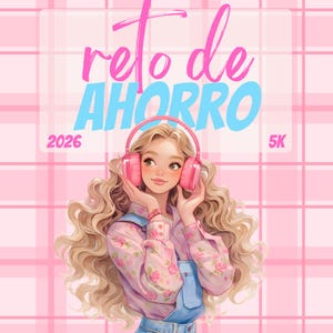 Reto de Ahorro 2026 5K A6 / Desafío Bíblico Opcional para Sobres / Insertos A6 PNG / Girly Pop / Descarga Digital / Español