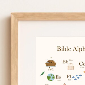 Bible Alphabet Poster | Christian ABC Wall Art for Kids | Printable Learning Poster 11x17 | Christian Classroom Decor | Nursery Bible Print image 3