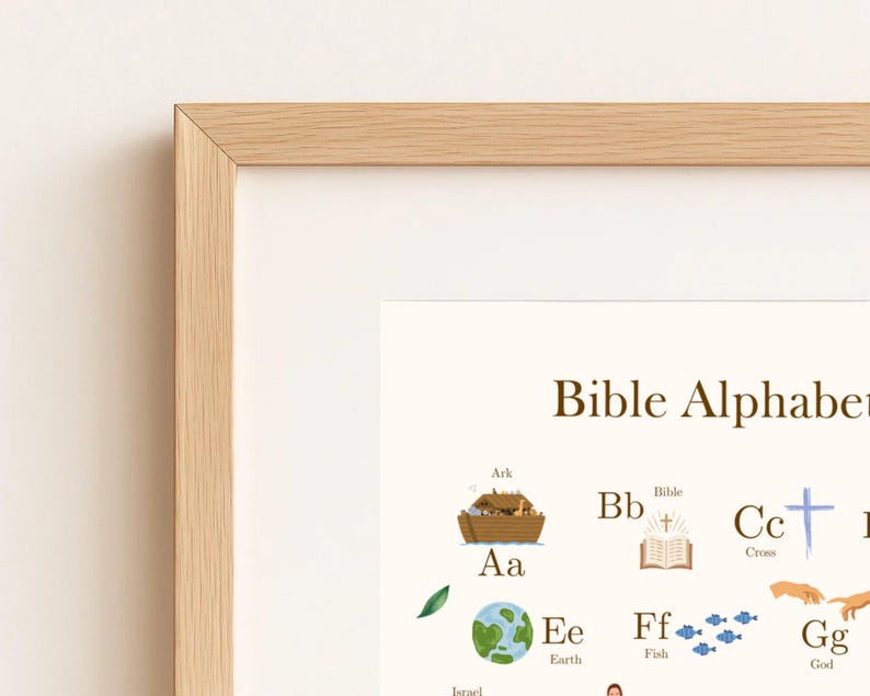 Bible Alphabet Poster | Christian ABC Wall Art for Kids | Printable Learning Poster 11x17 | Christian Classroom Decor | Nursery Bible Print image 3