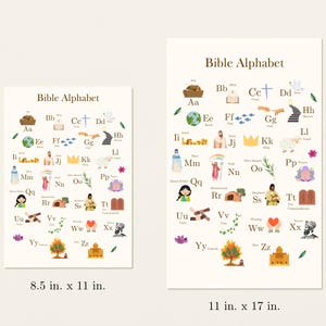 Bible Alphabet Poster | Christian ABC Wall Art for Kids | Printable Learning Poster 11x17 | Christian Classroom Decor | Nursery Bible Print image 5