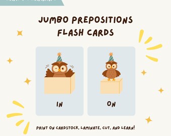 Tarjetas de vocabulario de preposiciones para imprimir / Tarjetas de gramática para estudiantes de inglés como segunda lengua (descarga digital)