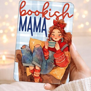 Insert para Kindle Bookish Mama | Diseño Cozy PNG | Insert para Funda Kindle Transparente 4.9x6.8 | Descarga Digital imagen 1