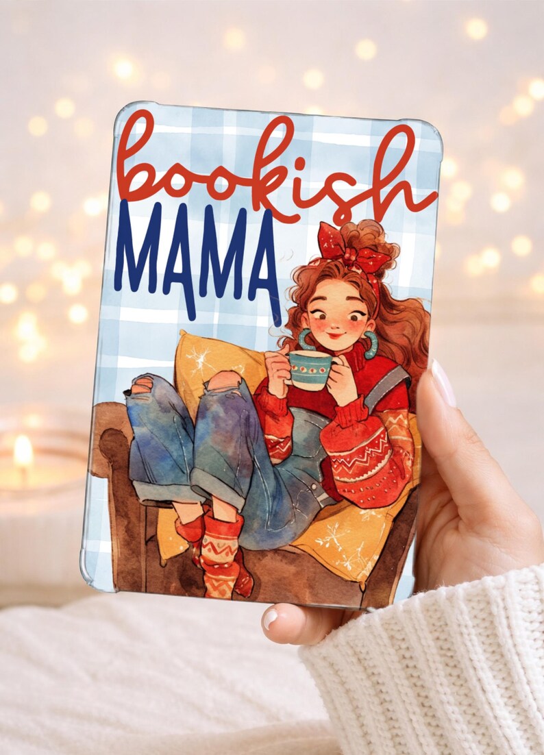 Insert para Kindle Bookish Mama | Diseño Cozy PNG | Insert para Funda Kindle Transparente 4.9x6.8 | Descarga Digital imagen 1
