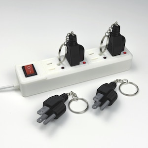 Power Strip Key Holder with 4 Plug Keychains