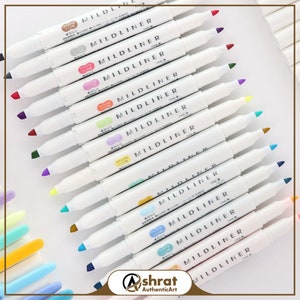 Zebra Mildliner Brush Pens 15 Colors Double Tip, Brush Lettering Pens,  Brush Calligraphy Pens, Bujo Pens, Planner Highlighter 