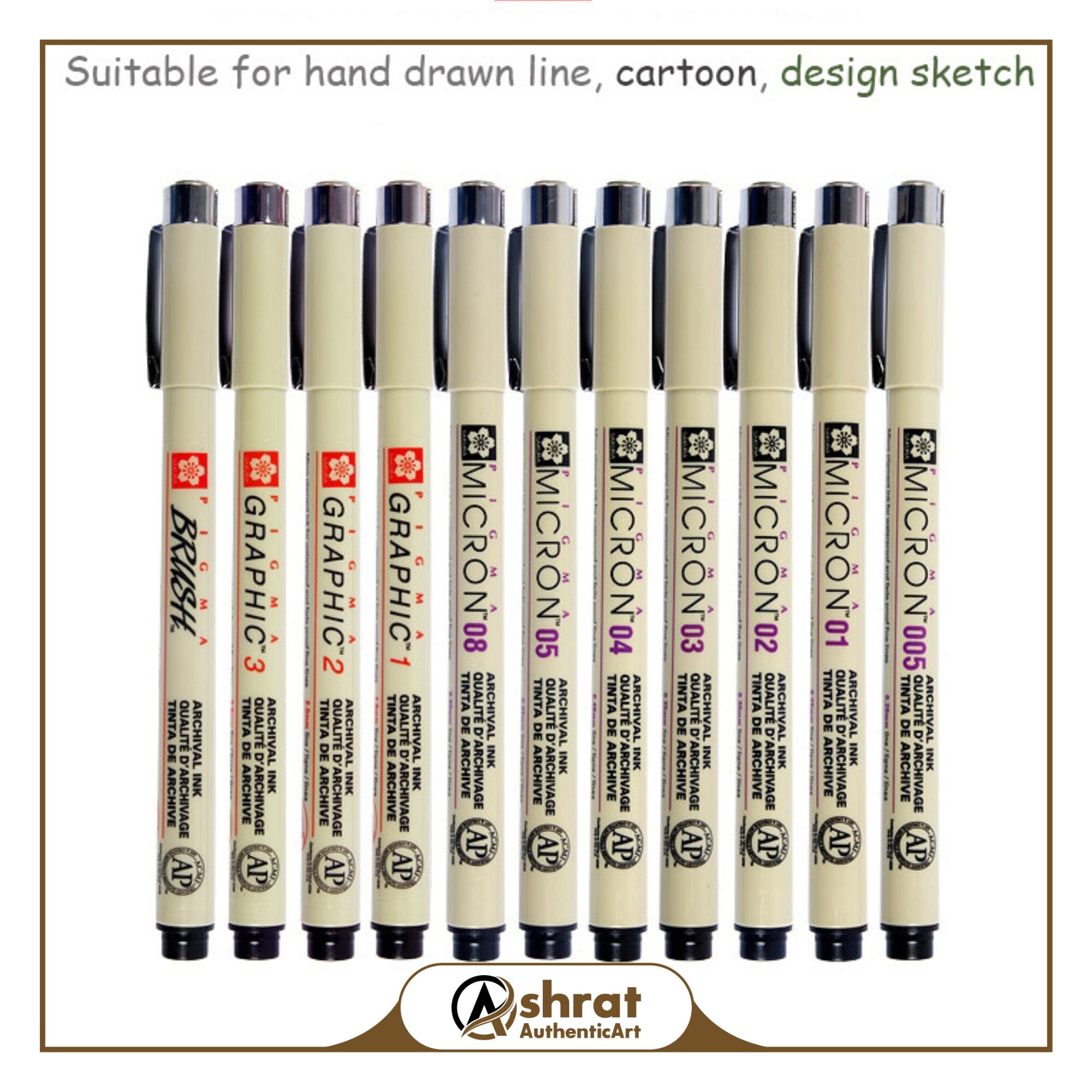 4-13 Different Size Pigma Micron Needle Pen XSDK Black Marker Brush P –  AOOKMIYA