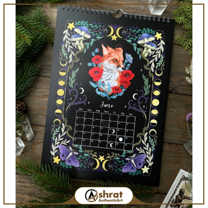2024 Dark Forest Lunar Calendar 12month Hangable Monthly Etsy Australia