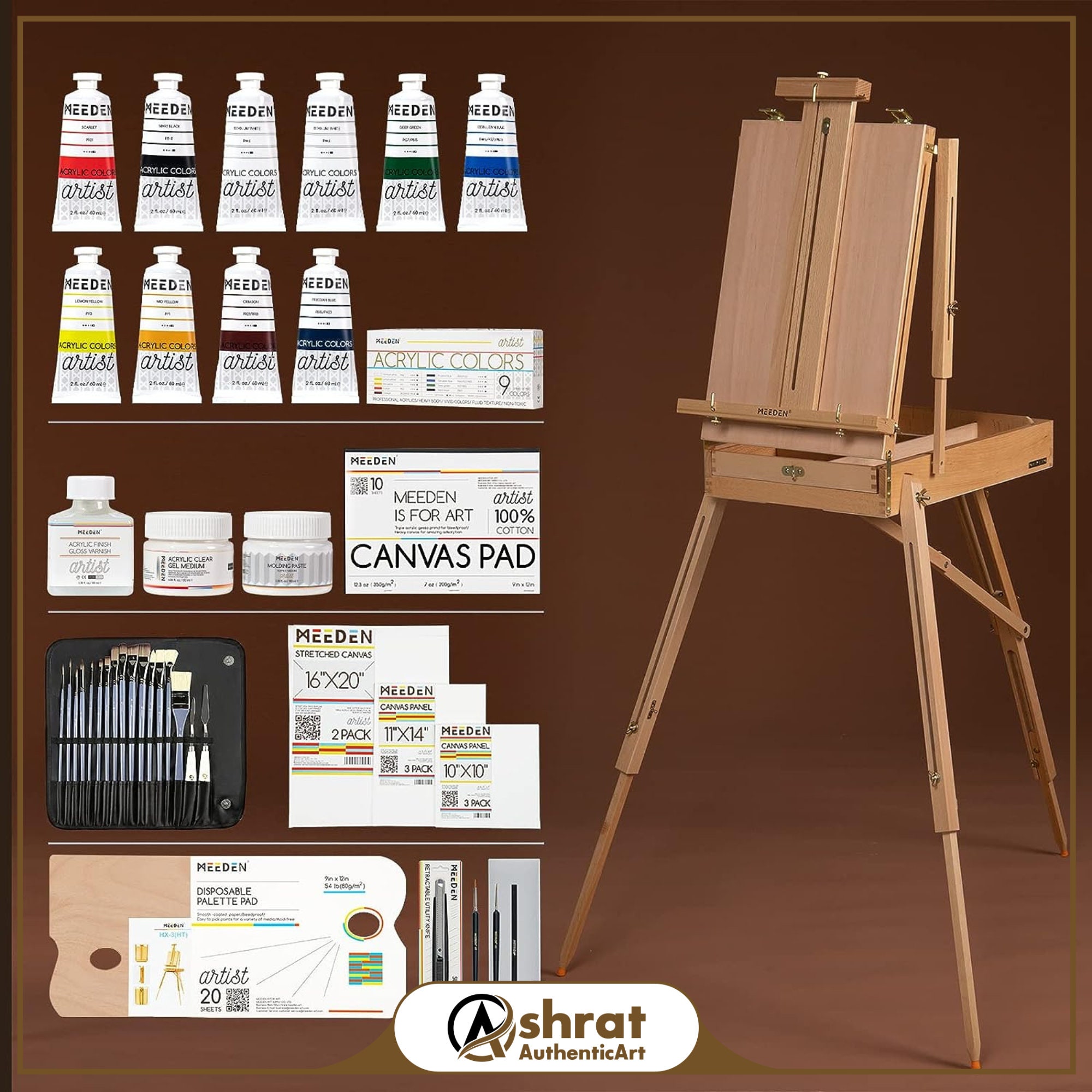 French Plein Air Easel Set, Portable Studio Sketchbox for Painting, Acrylic  Pain