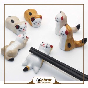 Set of 6 Kitty Ceramic Paint Brush Holders-Home and Kitchen Use-Ideal Gift for Artists and Cat Lovers-Brush Rest Rack Holder Accessory