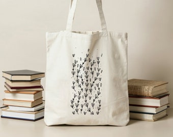 canvas tote bag, aesthetic tote bag, flower tote bag, cute tote bag, floral tote bag canvas, shopping bag, market bag, gift for her