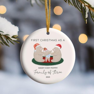 Family of Three Christmas Ornament, Personalized Family Ornament, Baby&#39;s First Christmas Ornament, Family Keepsake