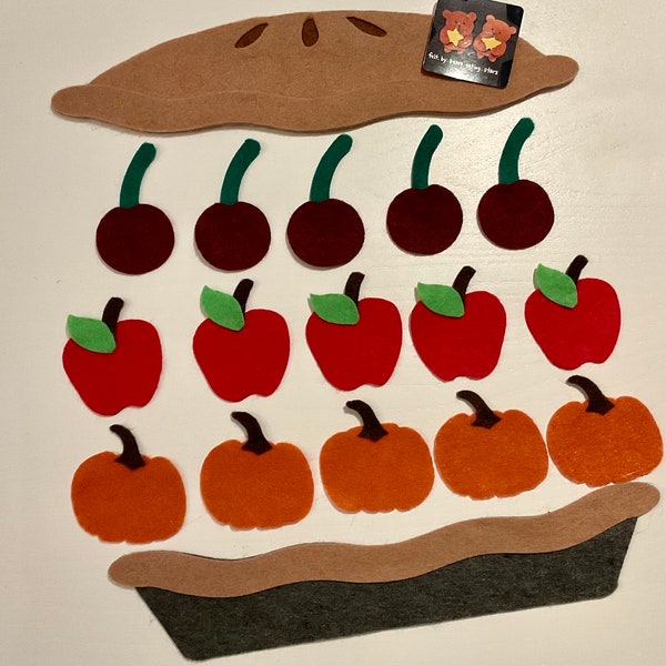 5 apples / cherries / pumpkins in a basket (4 in 1) Felt story, feltstory, feltstories, flannel board, ece, circle time, librarians, teacher