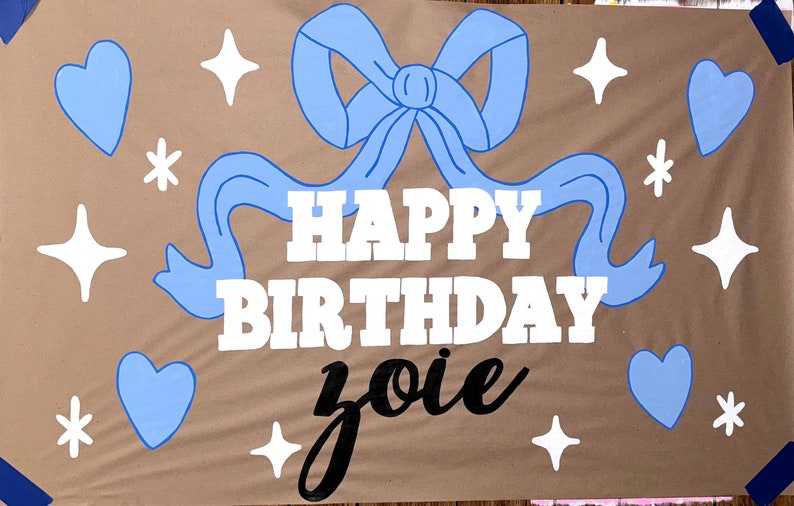 Zoie Lettering Bow Birthday Banner - Etsy