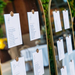 Cartes personnalisables de 5 x 7 pouces pour un mariage ou un événement | Parfait pour un miroir ou un plan de table suspendu | Design élégant, épuré et intemporel