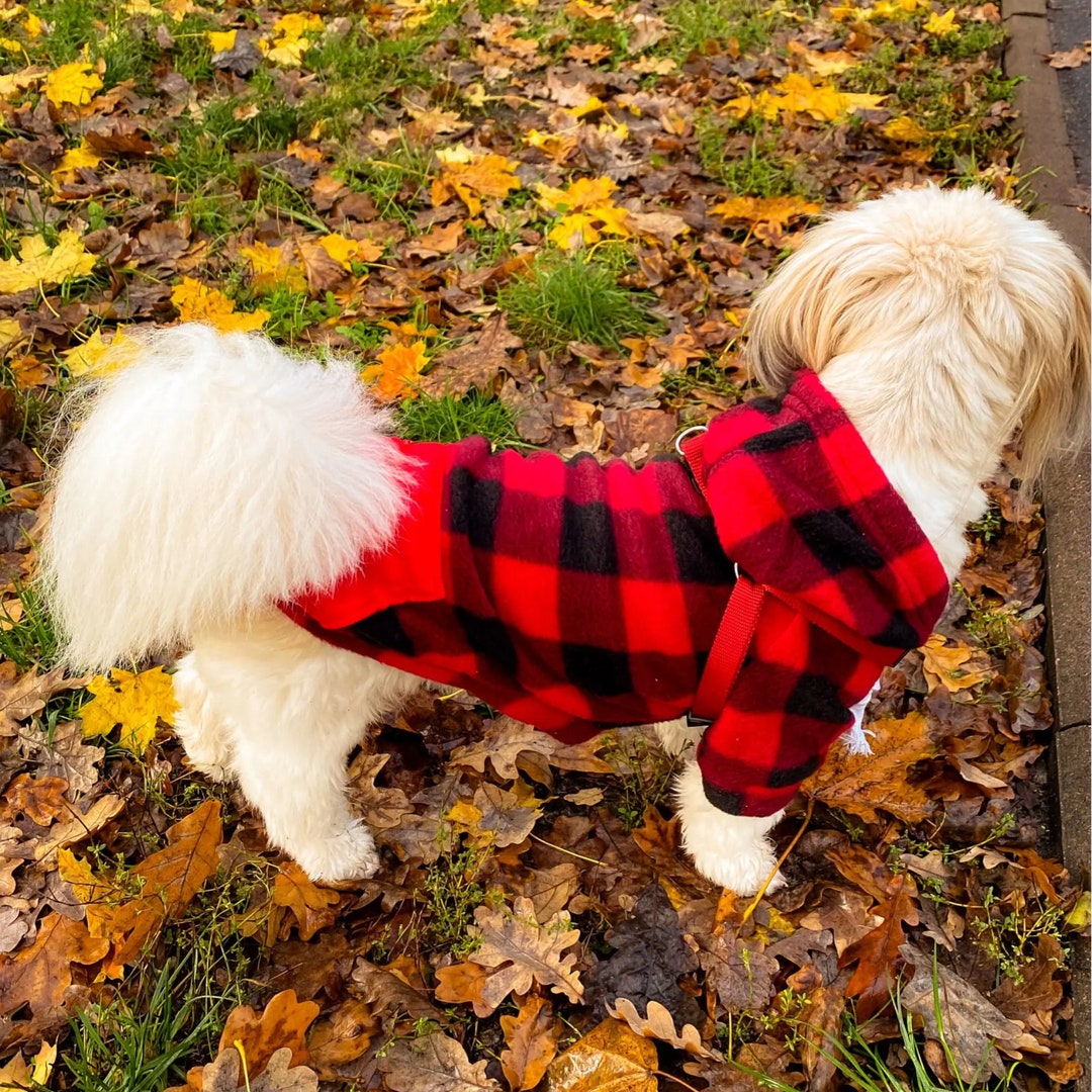 Red Plaid Dog Hoodie Jacket British Style Winter Dog Clothes Etsy