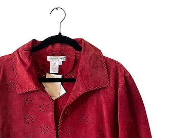 Vintage 1990’s Coldwater Creek Bohemian Leather Suede Red Jacket (still with tags!)