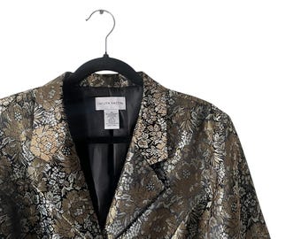 Vintage 1990’s Floral Jaclyn Smith Gold & Black Blazer